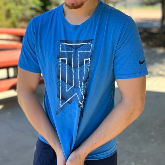 NIKE TIGER WOOD COLLECTION MEN GOLF TO SHIRT TW BLUE DRI FIT ATHLETE WORKOUT GUY - Picture 13 of 16